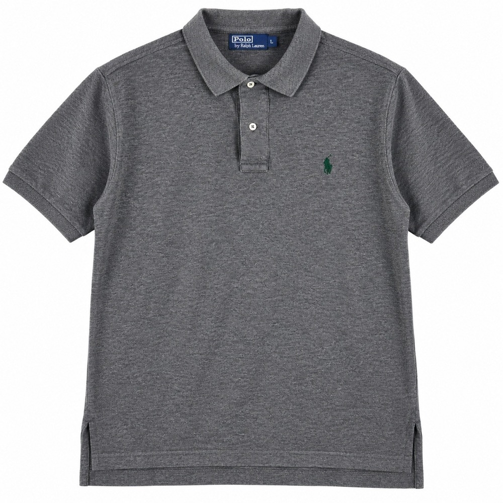 Polo Ralph Lauren Mens Large Gray Short Sleeve Pique Cotton Polo Green Pony